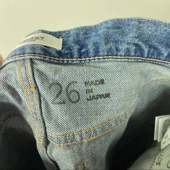 NEW Moussy Vintage Japanese Denim‎ Distressed Straight Blue Jeans Size 26 Button - Picture 9 of 16
